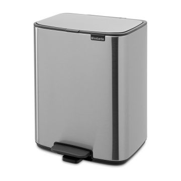 Coș de gunoi argintiu mat cu pedală din oțel 12 l Bo – Brabantia
