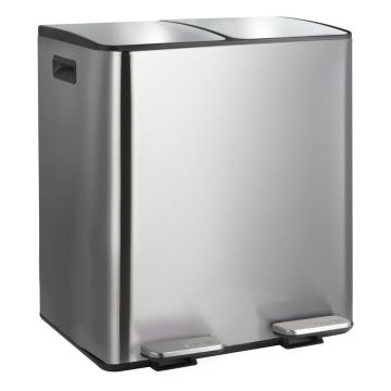 Coș de gunoi argintiu mat pentru reciclare/cu pedală 2x20 l din oțel Aliya – Spirella Coș de gunoi argintiu mat pentru reciclare/cu pedală 2x20 l din oțel Aliya – Spirella