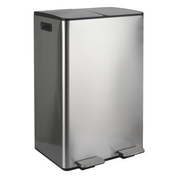 Coș de gunoi argintiu mat pentru reciclare/cu pedală 2x30 l din oțel Aliya – Spirella