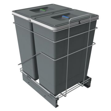Coș de gunoi gri de reciclat/ încorporat 42+42 l din plastic Ecofil – Elletipi Coș de gunoi gri de reciclat/ încorporat 42+42 l din plastic Ecofil – Elletipi