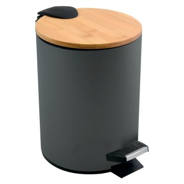 Coș de gunoi gri închis cu pedală din oțel 3 l Adonis – Spirella