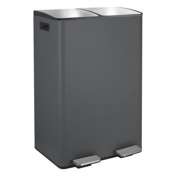 Coș de gunoi gri închis pentru reciclare/cu pedală 2x30 l din oțel Aliya – Spirella