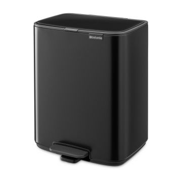 Coș de gunoi negru mat cu pedală din oțel 12 l Bo – Brabantia