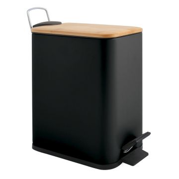 Coș de gunoi negru mat cu pedală din oțel 5 l Erik – Spirella