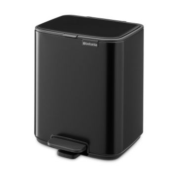 Coș de gunoi negru mat cu pedală din oțel 7 l Bo – Brabantia
