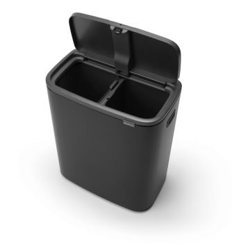 Coș de gunoi negru mat de reciclat/cu senzori de atingere din oțel 60 l Bo Touch Bin – Brabantia Coș de gunoi negru mat de reciclat/cu senzori de atingere din oțel 60 l Bo Touch Bin – Brabantia