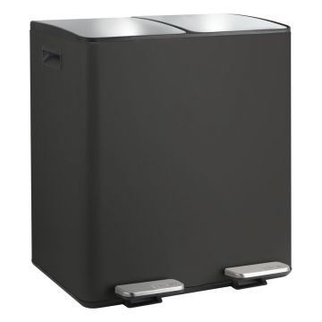 Coș de gunoi negru mat pentru reciclare/cu pedală 2x20 l din oțel Aliya – Spirella Coș de gunoi negru mat pentru reciclare/cu pedală 2x20 l din oțel Aliya – Spirella