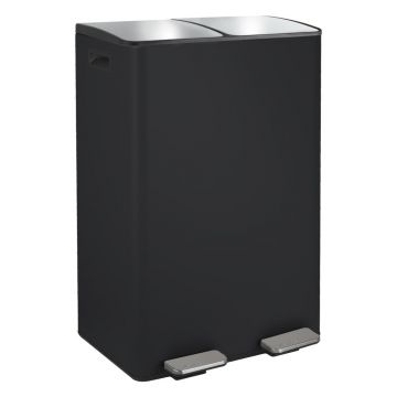 Coș de gunoi negru mat pentru reciclare/cu pedală 2x30 l din oțel Aliya – Spirella