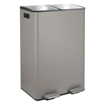 Coș de gunoi taupe pentru reciclare/cu pedală 2x30 l din oțel Aliya – Spirella