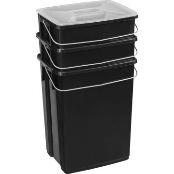 Coșuri de gunoi negre 3 buc. pentru reciclare 2x10+6 l din plastic Biobox – Curver Coșuri de gunoi negre 3 buc. pentru reciclare 2x10+6 l din plastic Biobox – Curver