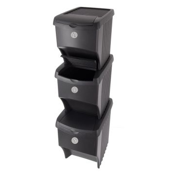 Coșuri de gunoi negre 3 buc. pentru reciclare 3x22 l din plastic – Orion Coșuri de gunoi negre 3 buc. pentru reciclare 3x22 l din plastic – Orion