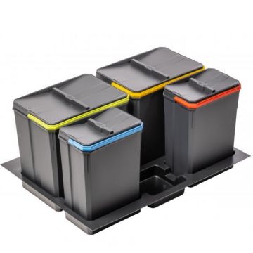 Cos de gunoi Axispace incorporabil in sertar, cu 2 compartimente x 15L si 2 compartimente x 7L, pentru corp de 700 mm