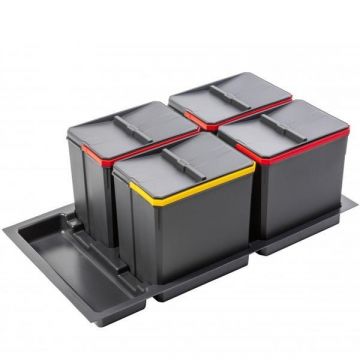 Cos de gunoi Axispace incorporabil in sertar, cu 4 compartimente x 15L, pentru corp de 900 mm