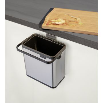Cos de gunoi Colin, Wenko, 20.5x12.5x21 cm, inox/ABS/polipropilena, argintiu/negru
