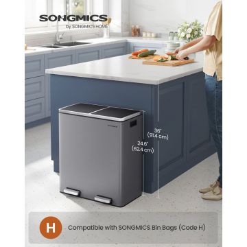 Cos de gunoi compartimentat Songmics Gri 59x36.5x62.4 cm