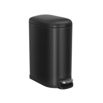 Cos de gunoi cu pedala 10 L, Songmics, Slim, inchidere soft close, 31.5x19x39 cm, otel, negru ink