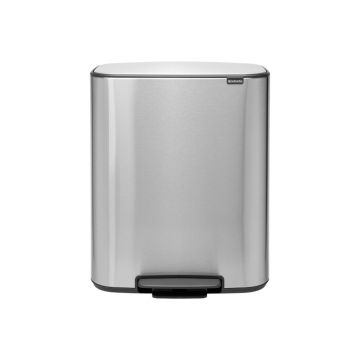 Cos de gunoi cu pedala, Brabantia, Bo Pedal, 60 L, 36.3x54.1x65.2 cm, otel, argintiu