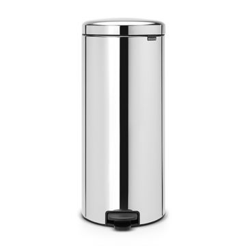 Cos de gunoi cu pedala, Brabantia, NewIcon Brilliant Metal Bucket, 30 L, 38x29.3x67.9 cm, otel, argintiu