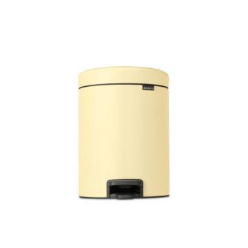 Cos de gunoi cu pedala, Brabantia, NewIcon Mellow Yellow, 5 L, 27.2x20.5x29.1 cm, otel, galben pastel Cos de gunoi cu pedala, Brabantia, NewIcon Mellow Yellow, 5 L, 27.2x20.5x29.1 cm, otel, galben pastel