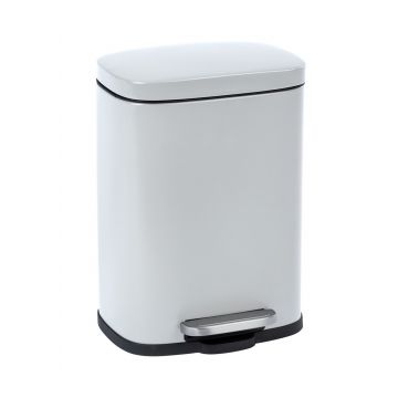 Cos de gunoi cu pedala Leno, Wenko, 21.5x19x29.5 cm, otel/polipropilena, alb/negru