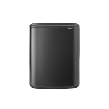 Cos de gunoi cu soft touch, Brabantia, Bo Touch, 2x30 L, 31.2x54.5x65.6 cm, otel, gri inchis