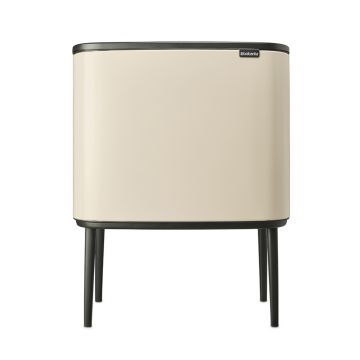 Cos de gunoi cu soft touch, Brabantia, Bo Touch, 3x11 L, 31.2x54x68 cm, otel, bej