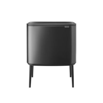 Cos de gunoi cu soft touch, Brabantia, Bo Touch, 3x11 L, 31.2x54x68 cm, otel, gri inchis