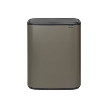 Cos de gunoi cu soft touch, Brabantia, Bo Touch Platinum, 60 L, 31.2x54.5x65.6 cm, otel, gri