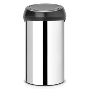 Cos de gunoi cu soft touch, Brabantia, Brilliant Steel, 60 L, 40x40x71 cm, otel, argintiu
