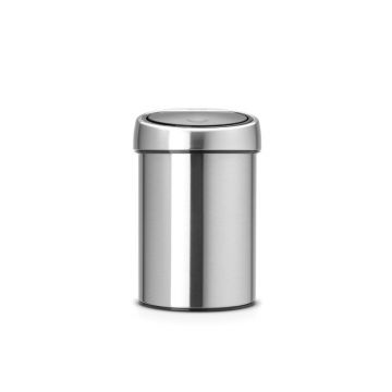 Cos de gunoi cu soft touch, Brabantia, Matt Steel Fingerprint Proof, 3 L, cu fixare pe perete, 18.4x18x28 cm, otel, argintiu
