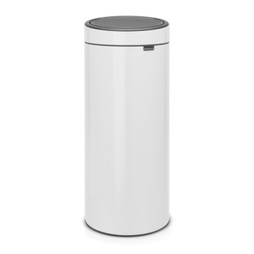 Cos de gunoi cu soft touch, Brabantia, Touch New, 30 L, 32x29.5x72 cm, otel, alb