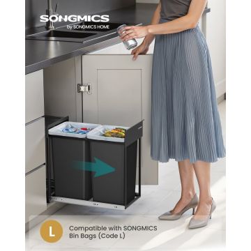 Cos de gunoi culisant Songmics Negru 48.6x25.6x44.0 cm