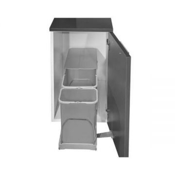 Cos de gunoi incorporabil, Patty  Automatic, colectare selectiva cu 2 recipiente 1 x 16 litri si 1 x 8 litri - Maxdeco