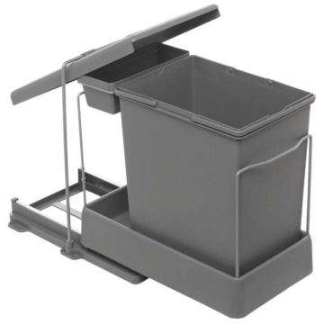 Cos de gunoi incorporabil Pelikan 21500, cu extragere automata, cu un recipient de 20 L si unul de 1 L, antracit