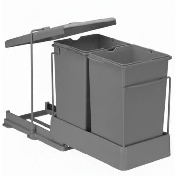 Cos de gunoi incorporabil Pelikan 21550, colectare selectiva, cu extragere automata, cu doua recipiente x 14 L, antracit