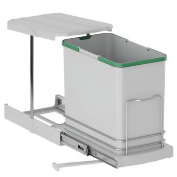 Cos de gunoi incorporabil S-2571-G, glisant, cu extragere automata, pentru corp de 400 mm, 24 litri, gri