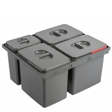 Cos de gunoi Multino New incorporabil in sertar, cu 3 compartimente x 15L si 1 compartiment x 7L, pentru corp de 600 mm