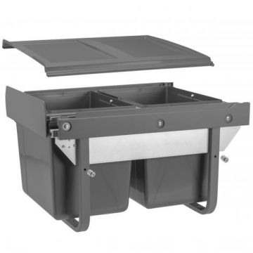 Cos de gunoi Practi Eco incorporabil cu 2 compartimente x 15 L, pentru corp de 450 mm, gri antracit