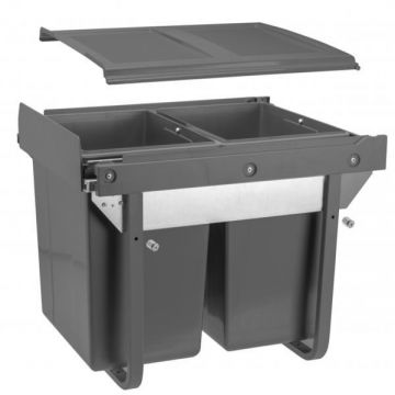 Cos de gunoi Practi Eco incorporabil cu 2 compartimente x 20 L, pentru corp de 450 mm, gri antracit