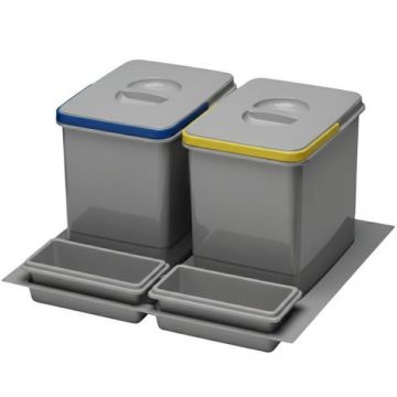 Cos de gunoi Praktico Orion incorporabil in sertar, colectare selectiva, cu 2 recipiente, pentru corp de 600 mm latime, H:300 mm