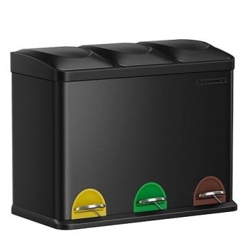 Cos de gunoi reciclabile Negru Songmics 60.5x40.5x48.5 cm
