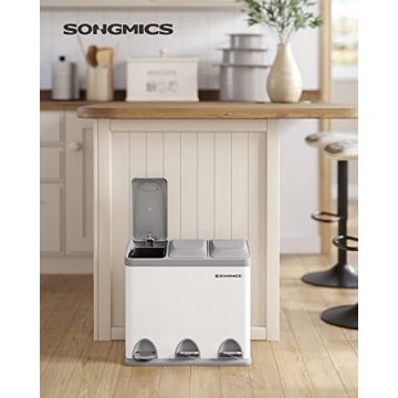 Cos de gunoi, Songmics, Alb, 46.5x29.5x40.5 cm