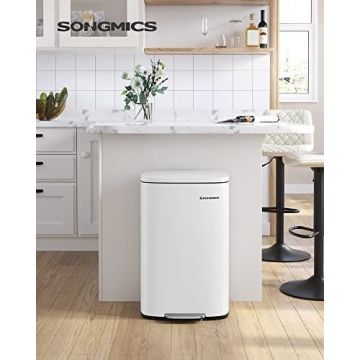 Cos de gunoi, Songmics, Alb-Negru, 42.5x37.2x65.7 cm