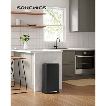 Cos de gunoi, Songmics, Negru, 35x23.8x63 cm