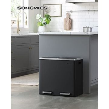 Cos de gunoi, Songmics, Negru, 58.5x32x55 cm