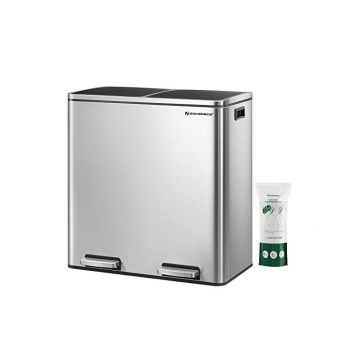 Cos de reciclare, Songmics, 2 compartimente, LTB60NL, 2 x 30 L