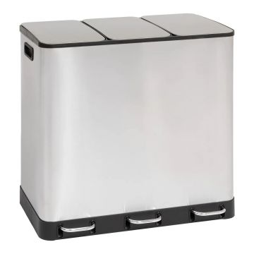 Cos gunoi 5Five Ariane, colectare selectiva, 3 compartimente 18L, inox, 61x36x62 cm, gri
