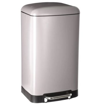 Cos gunoi cu pedala 30L 5Five Ariane, forma rotunda, otel inoxidabil si PP, 34x30,5x61 cm, taupe