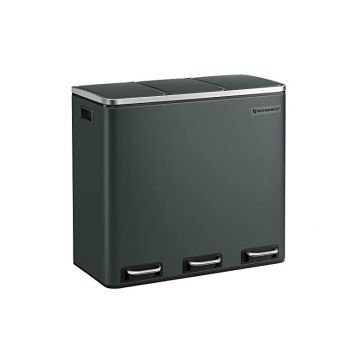 Cos pentru reciclare, 3 x 18L, Soft-Close, Negru, LTB54GS, 61 x 31 x 56 cm