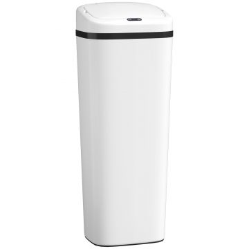 HOMCOM Coș de Gunoi Automat pentru Bucătărie 50 L Îngust din Oțel Inoxidabil cu Senzor Infraroșu Mod Manual Anti-amprente Alb | Aosom Romania
